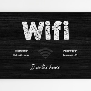 Wifi Password Sign Template Be Our Guest Hotel Restaurant Wifi Connection Information Card Printable Wi-Fi Password Guest Room Internet Sign