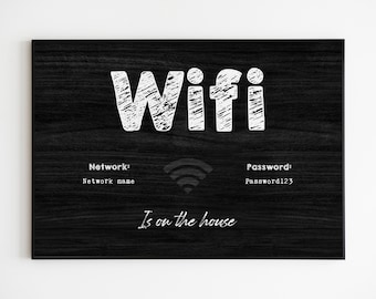 WLAN Passwort Schild Vorlage: Gästezimmer Internet (Digitaler Download)