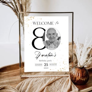 80th Birthday Welcome Sign: Editable Party Banner (Digital Download) image 4