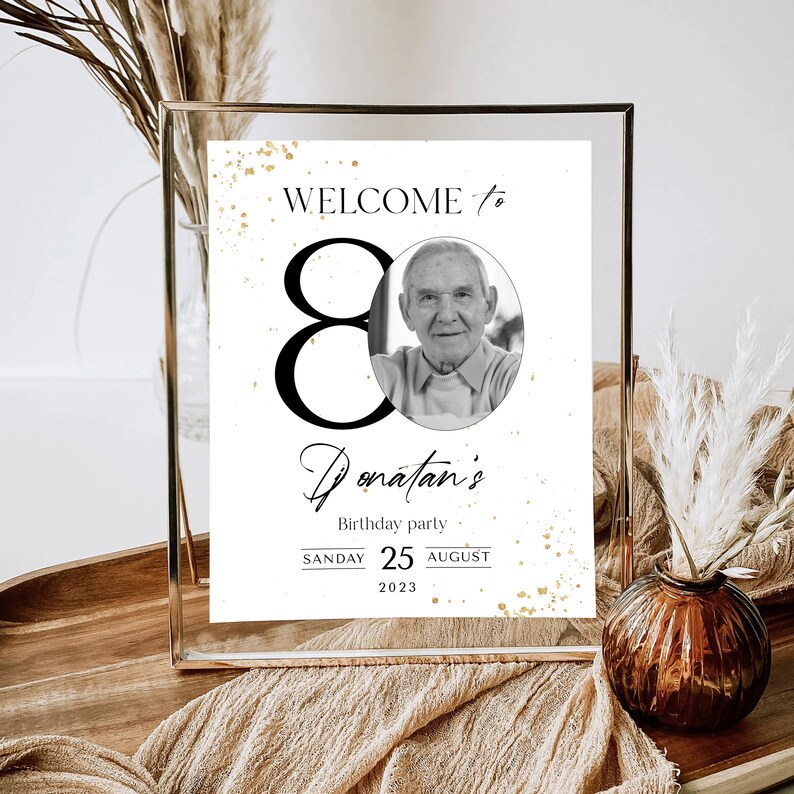 80th Birthday Welcome Sign: Editable Party Banner (Digital Download) image 4