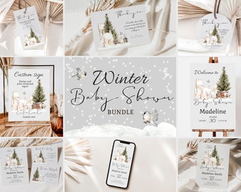 Winter Wonderland Baby Shower Invitation Bundle (Digital Download)