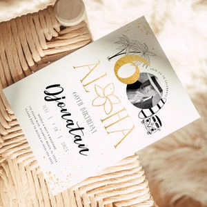 Tropical 60th Birthday Invitation: Hawaiian Luau Photo Invite (Digital Download) image 3