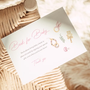 Boho Girl Baby Shower Invitation Set: Diaper Raffle, Books Invite (Digital Download) image 7