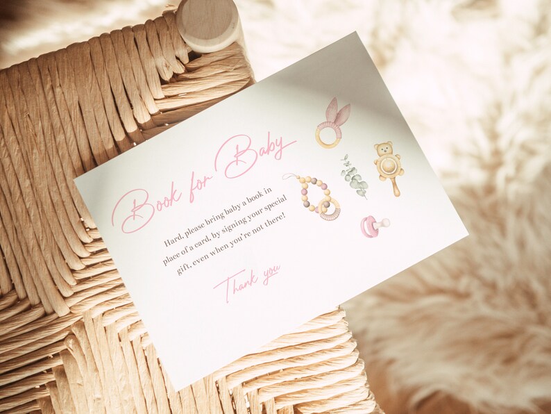 Boho Girl Baby Shower Invitation Set: Diaper Raffle, Books Invite (Digital Download) image 7