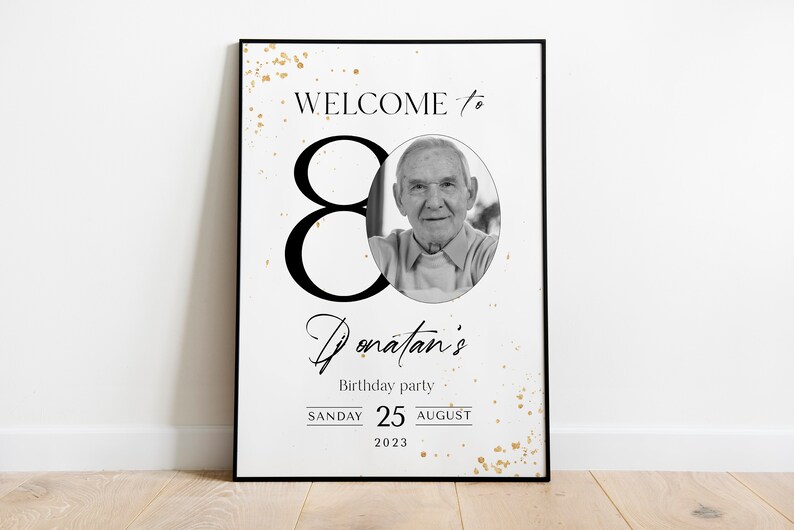 80th Birthday Welcome Sign: Editable Party Banner (Digital Download) image 7