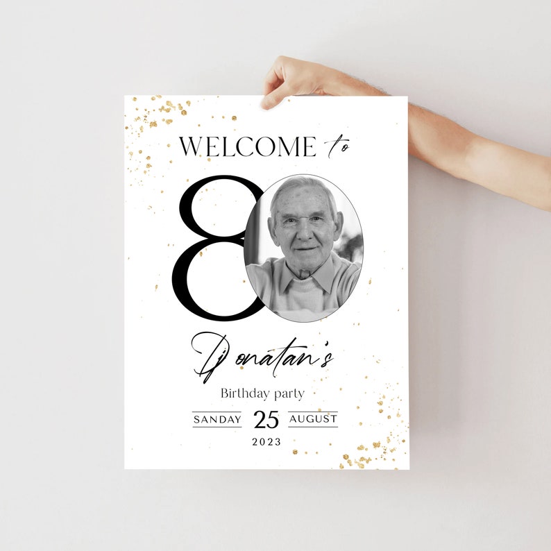 80th Birthday Welcome Sign: Editable Party Banner (Digital Download) image 5