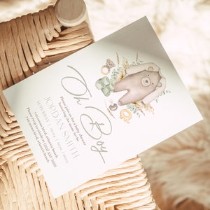 Boho Bear Baby Shower Invitation: Editable Party Invite (Digital Download) image 5
