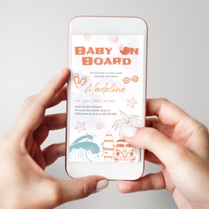 Tropical Beach Baby Shower Electronic Invitation: Surfboard Luau (Digital Phone Evite) image 4