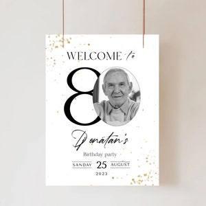 80th Birthday Welcome Sign: Editable Party Banner (Digital Download) image 1