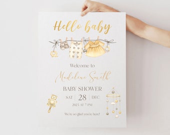 Boho Baby Shower Welcome Sign: Gender Reveal Banner Template (Digital Download)