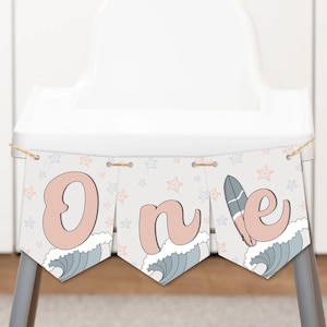 Surf Birthday High Chair Banner: Retro Surfing Party Decor (Digital Download)