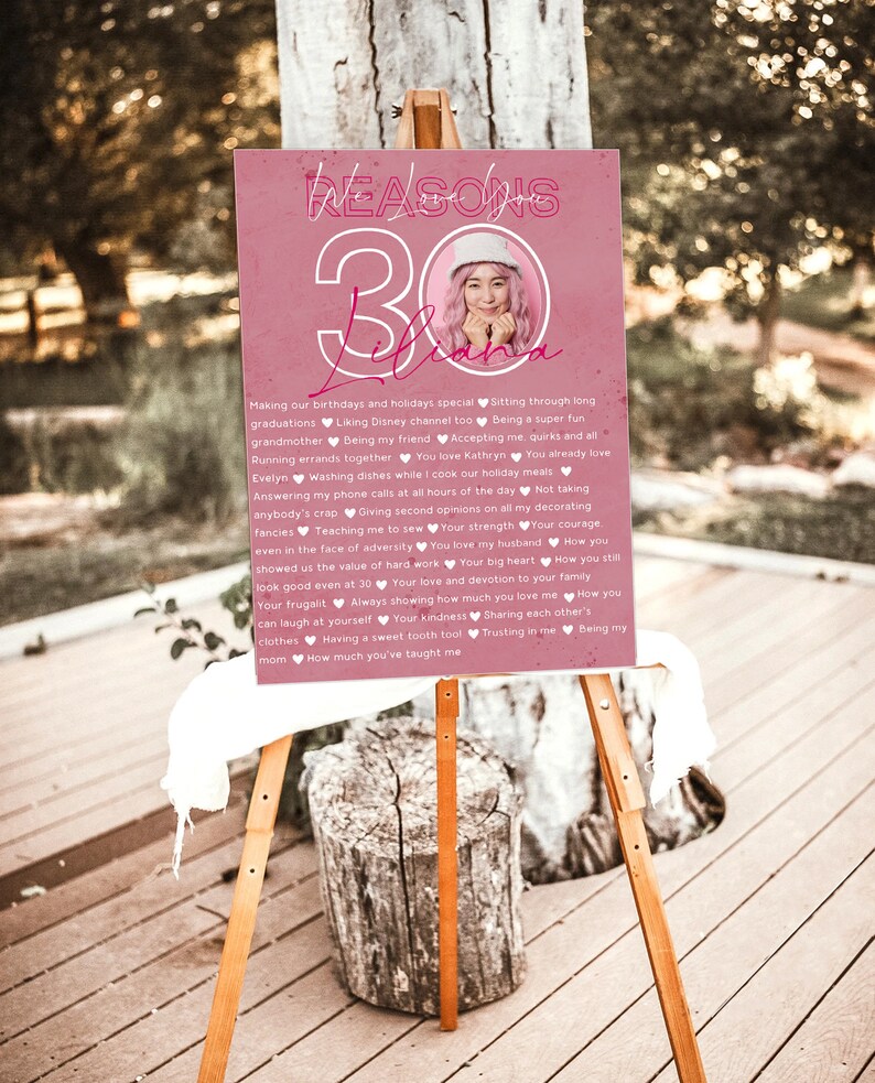 30th Birthday Printable Poster: Reasons We Love You (Editable Text) image 3
