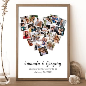 Custom Heart photo collage, Valentine&#39;s Day Gift, Birthday Gift, Gift for Boyfriend, Family Photo Collage, One year Anniversary Gift