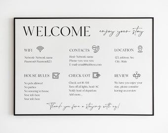 Vacation Rental Welcome Sign Template: Editable Guest Arrival Poster (PDF & JPG)