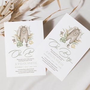 Boho Bear Baby Shower Invitation: Editable Party Invite (Digital Download) image 4
