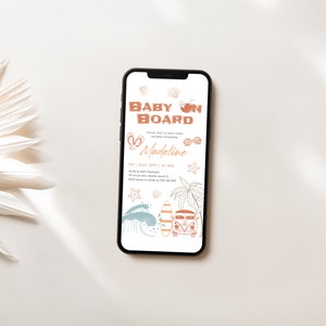 Tropical Beach Baby Shower Electronic Invitation: Surfboard Luau (Digital Phone Evite) image 3