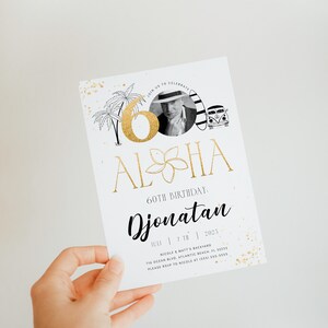 Tropical 60th Birthday Invitation: Hawaiian Luau Photo Invite (Digital Download) image 4