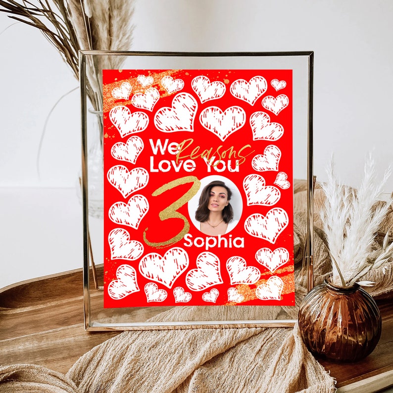 30 Reasons We Love You Template with Photo Thirty Things For Love Womens Thirty Anniversary Printable Banner 30th Birthday Memory Gift image 7
