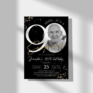Inbjudan till 90-årsdag: Överraskningsfest i svart och guld (digital nedladdning) bild 6