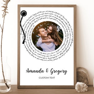 Letras de canciones de discos de vinilo con foto, letras de canciones de bodas, regalo para el mejor amigo, graduado de la escuela secundaria o la universidad