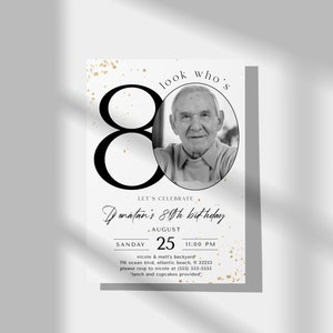 80th Birthday Invitation With Photo: Editable Printable Template image 2