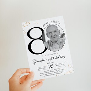 80th Birthday Invitation With Photo: Editable Printable Template image 4