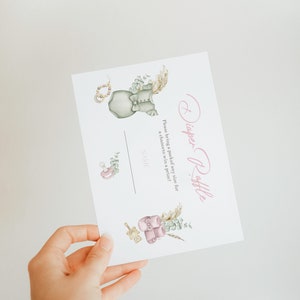 Boho Girl Baby Shower Invitation Set: Diaper Raffle, Books Invite (Digital Download) image 3