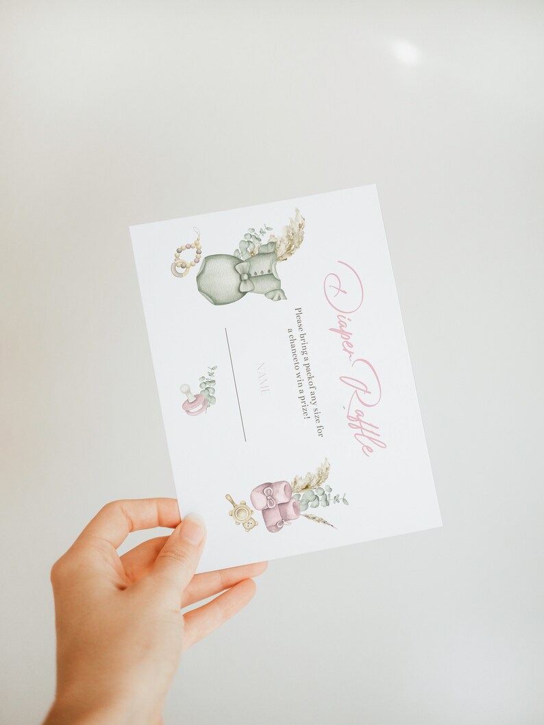 Boho Girl Baby Shower Invitation Set: Diaper Raffle, Books Invite (Digital Download) image 3