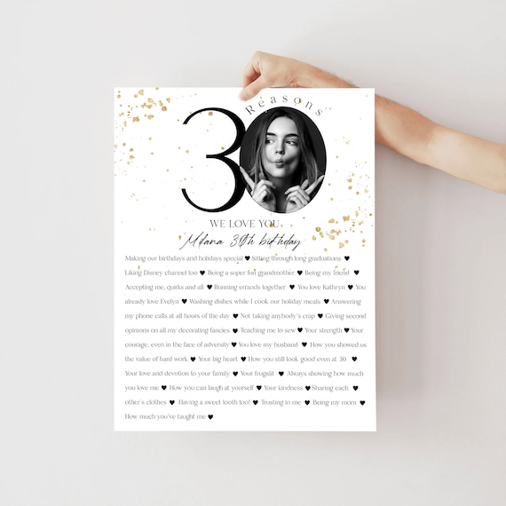 30 Years Poster 30th Birthday Poster / Card Print Birthday Party