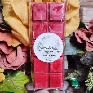 Cherry Bomb Scented Wax Melt Snap Bars 1.5 oz. Fruity Fragrance Strong Scented Glitter Wax Melts for Warmer