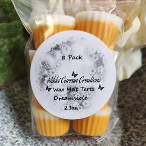 Dreamsicle Scented 8 Piece Handmade Wax Melt Tarts 2.3oz. Strong Scented Wax Fruity Fragrance Affordable Wax Melt Tarts