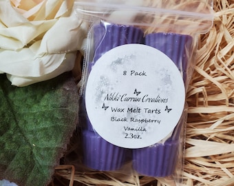 Black Raspberry Vanilla Scented Wax Melt Tarts 8 Piece Multipack Strong Scented Fruity Fragrance Decorative Wax Melts