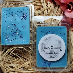 Snuggle Scented Handmade Wax Melt Clam Shell Tarts 2.5oz. Strong Scented Fresh Fragrance Glitter Wax Melts for Warmer