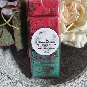 Kiwi Watermelon Scented Wax Melt Snap Bars 1.5 oz. Fruity Fragrance Strong Scented Glitter Wax Melts for Warmer
