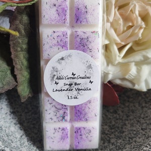 Lavender Vanilla Scented Wax Melt Snap Bars 1.5 oz.  Herbal Fragrance Strong Scented Glitter Wax Melts for Warmer