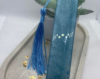 Pale blue resin reading bookmark