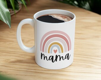 Brew-tiful Mama Ceramic Mug, Mama Mug,  Mom mug with rainbow, Mom Gifts, Gift For Mom, Mother's Day Gift, New Mom, New Mom Gift