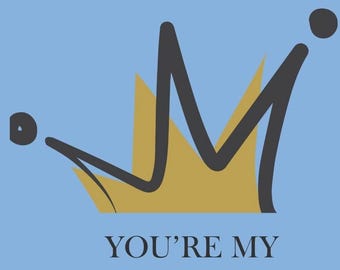 King Valentine's Day Card - Dark Crown Design (Instant Download)