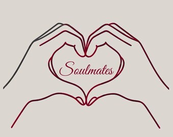 Soulmates Printable Valentine Card - Instant Download, Heart Hands Design