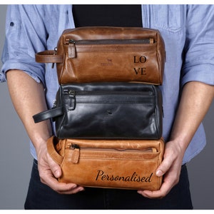 Leather Toiletry Bag best Personalized Gift for groomsmen & bridesmaid Customized Handmade Dopp Kit Make-up Organizer Box Travel Case