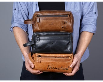 Leather Toiletry Bag best Personalized Gift for groomsmen & bridesmaid Customized Handmade Dopp Kit Make-up Organizer Box Travel Case