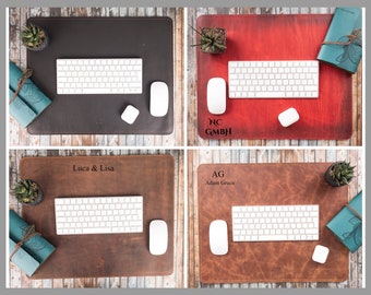 Personalized Desk Mat, desk Pad 49cm x 39cm, Genuine Leather Blotter, Handmade Office table mat, Custom leather desk pad, Gaming desk Mat