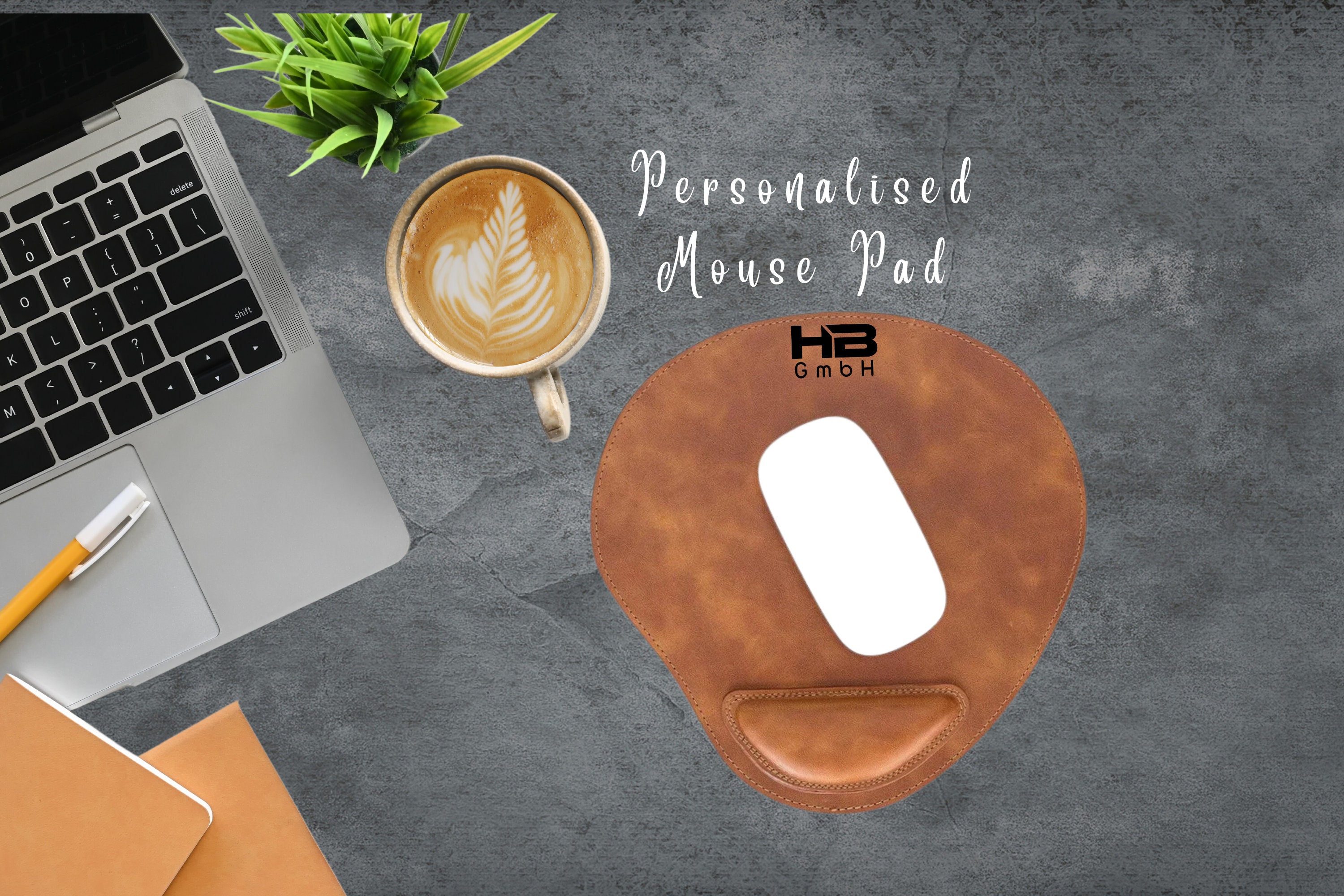 Personalized Leather Mouse Pad, 25 cm x 20 cm Ergonomic Mouse Pad with Wrist Rest, Custom Genuine Leather Mouse Pad with Engraving, Gift for Him