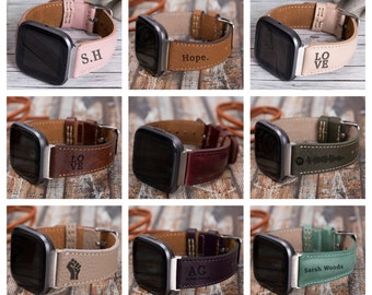 Fitbit Versa 4/3/Sense 2 Lite Leather Smartwatch Band Mens & Womens Watch Straps - Modern Smart Watch Belts – Best Custom Bands - Gift