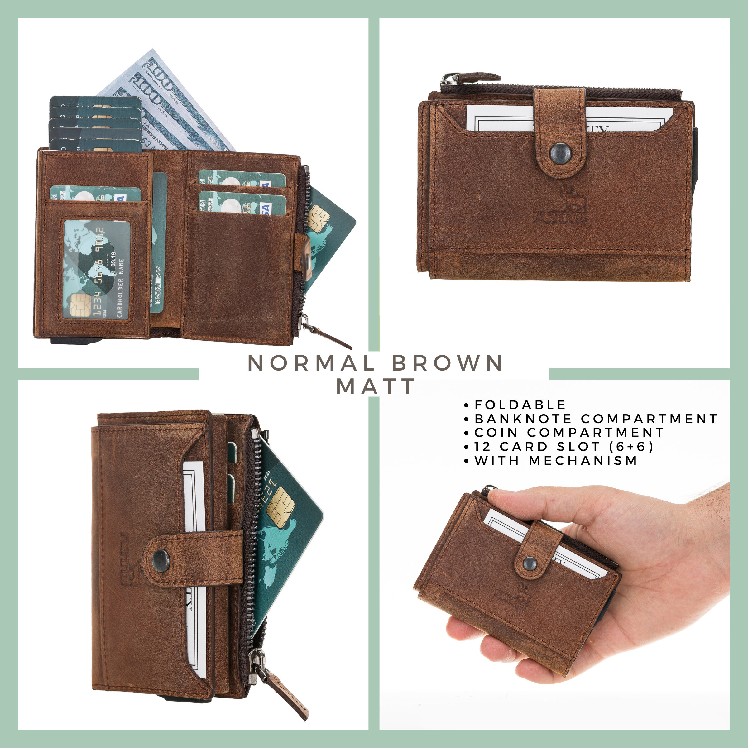Wallet handmade genuine leather | RFID protection personalized wallet with engraving | small wallet card holder coin pocket gift