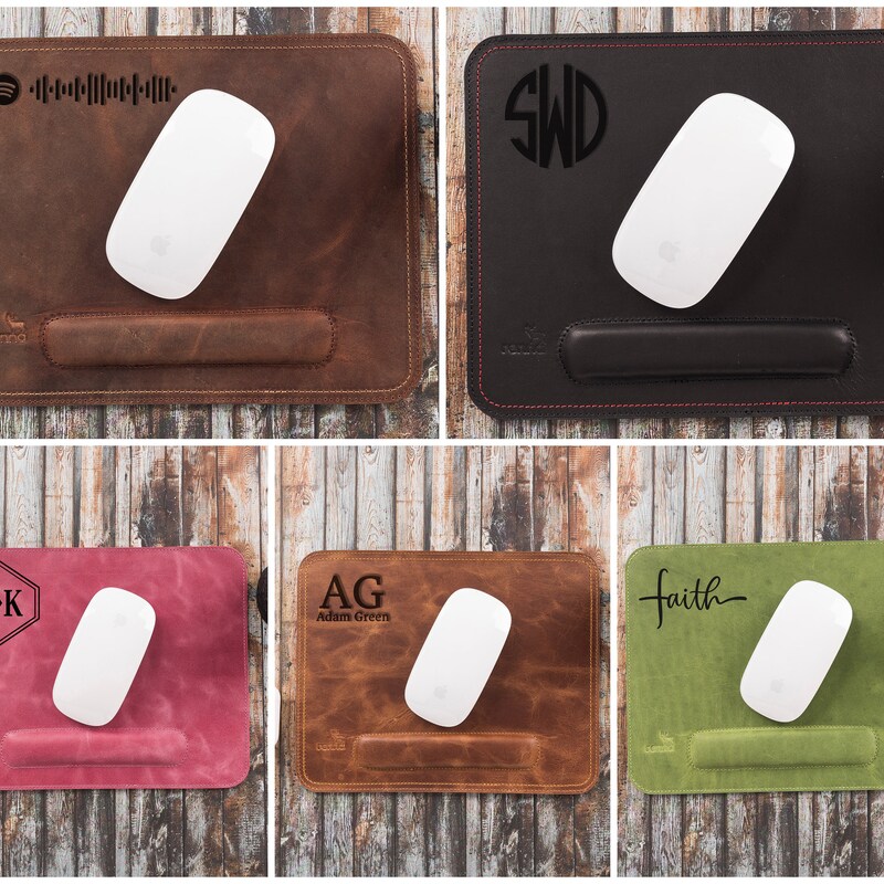 Handcrafted Embossed Leather Mouse Pad main image 0