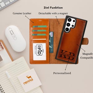 Capa para celular Samsung S25 Ultra S25 Plus personalizada em couro genuíno 2 em 1 capa magnética removível com compartimentos para cartão feita à mão com proteção RFID