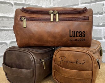 Leather Toiletry Bag best Personalized Gift for groomsmen & bridesmaid Customized Handmade Dopp Kit Make-up Organizer Box Travel Case