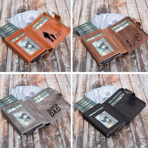 Portafoglio Renna fatto a mano in vera pelle | Protezione RFID | Portafoglio personalizzato con incisione | piccolo portafoglio con porta carte e scomparto monete