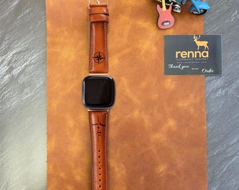 Fitbit Versa 4/3/Sense 2 Lite Leather Smartwatch Band Mens & Womens Watch Straps - Modern Smart Watch Belts – Best Custom Bands - Gift